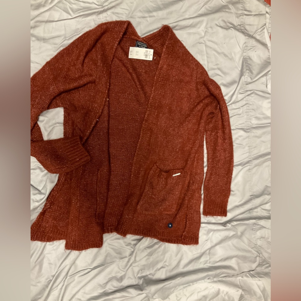 Abercrombie & Finch Rust Open Front Cardigan